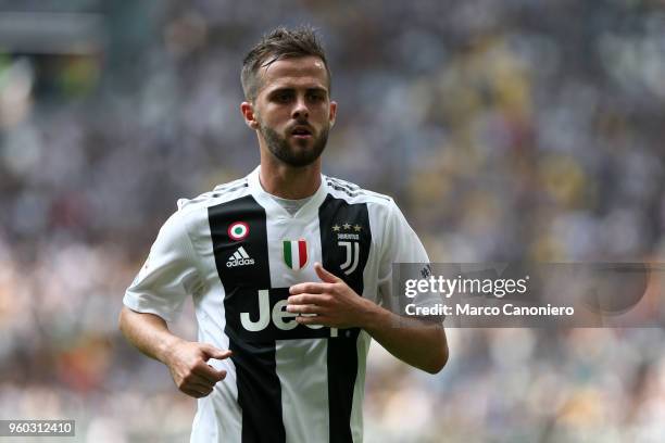 Miralem Pjanic of Juventus FC during the Serie A football match between Juventus FC and Hellas Verona Fc. Juventus Fc wins 2-1 over Hellas Verona fc.