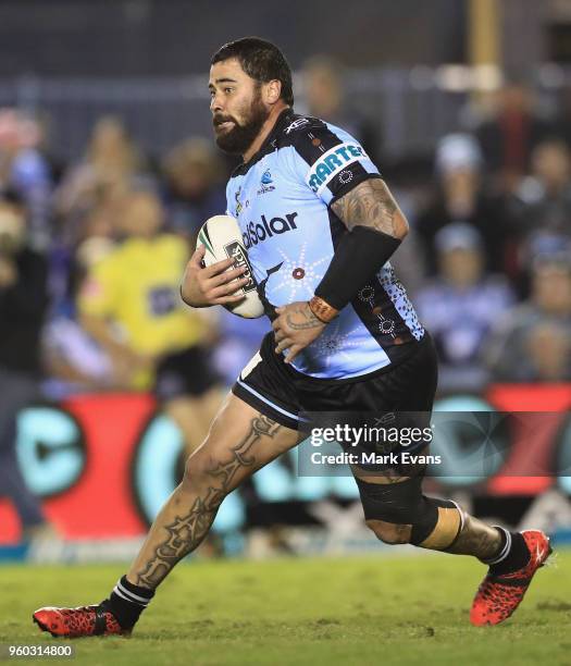 Andrew Fifita of the Sharks runs the ball during the round 11 NRL match between the Cronulla Sharks and the Canterbury Bulldogs at Southern Cross...