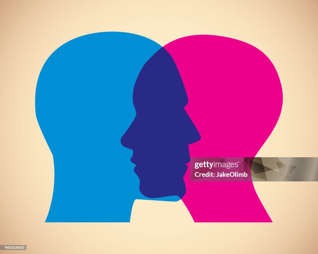 Man and Woman Faces Overlapping
