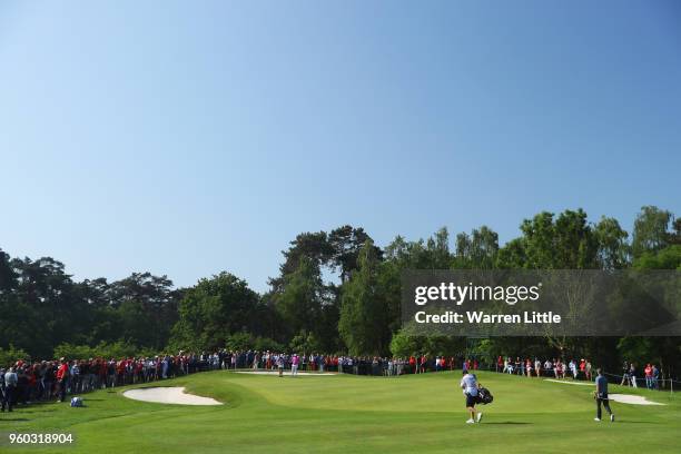 Nicolas Colsaerts of Belgium walks onto the 7th green during his quater final match against James Heath of England during the final day of the...