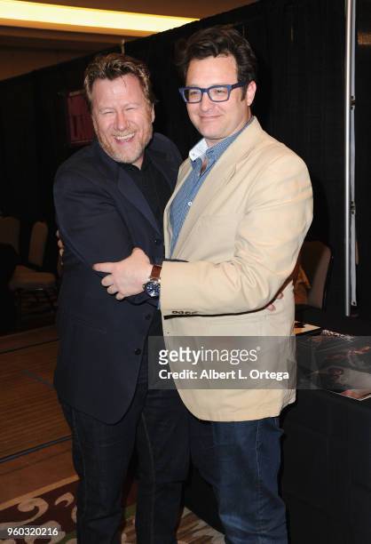 Actors Christopher May and Jonathan Woodward attend WhedonCon 2018 held at Warner Center Marriott on May 19, 2018 in Woodland Hills, California.