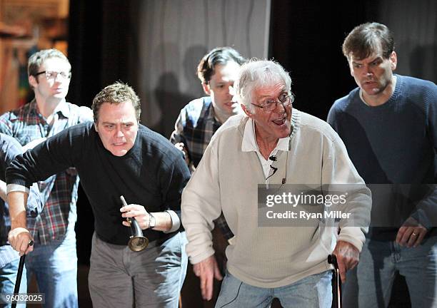 Actor Dick Van Dyke practices during the rehearsal for a performance of Disney and Cameron Mackintosh's "Mary Poppins" at the Center Theatre Group's...