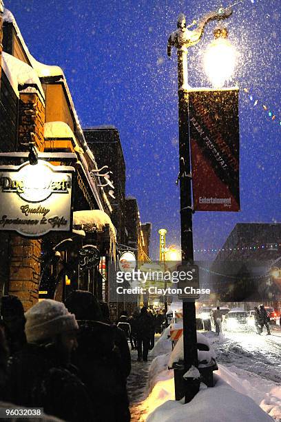 General view ofthe atmosphere outside the Egyptian Theater on Main street during the 2010 Sundance Film Festival on January 22, 2010 in Park City,...