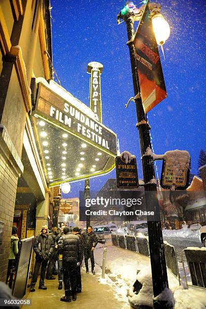 General view ofthe atmosphere outside the Egyptian Theater on Main street during the 2010 Sundance Film Festival on January 22, 2010 in Park City,...