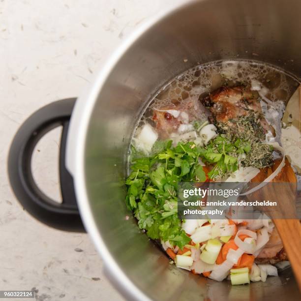 brown pork stock ingredients. - water in measuring cup stock pictures, royalty-free photos & images