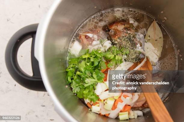 brown pork stock ingredients. - water in measuring cup stock pictures, royalty-free photos & images