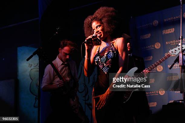 Actress Dionne Gibson performs at the Music Cafe Day 1 during the 2010 Sundance Film Festival at the Stanfield Gallery on January 22, 2010 in Park...