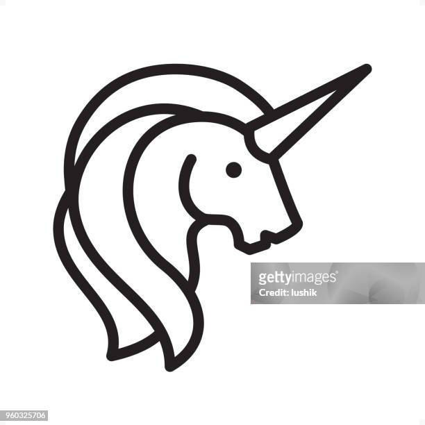 unicorn - outline icon - pixel perfect - unicorn stock illustrations