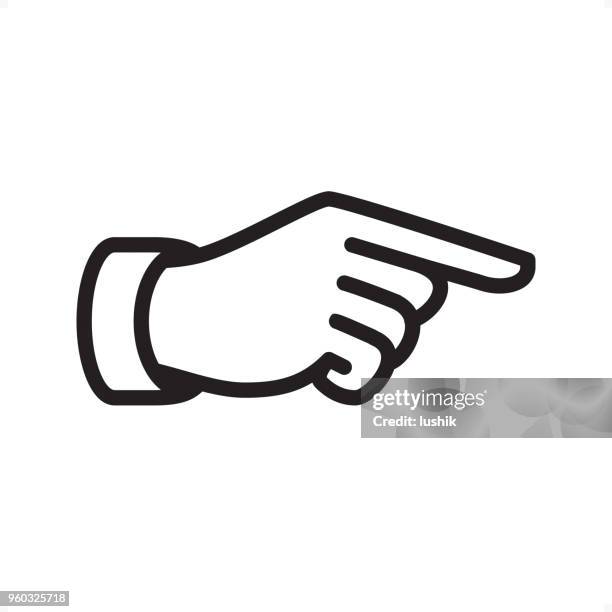 victorian pointer hand - outline icon - pixel perfect - index finger stock illustrations