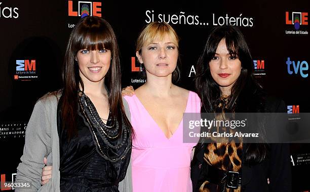 Spanish actresses Letizia Herrero, Pilar Castro and Veronica Sanchez attend the Goya Cinema Awards Nominated Gala at Casa de Correos on January 23,...