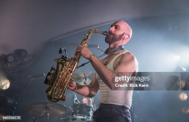 Musician/vocalist Sam Harris of X Ambassadors performs in concert at Stubb's Bar-B-Q on May 19, 2018 in Austin, Texas.