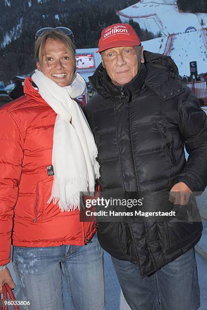 Franziska van Almsick and Niki Lauda attend the Kitzbuehel Charity Race on January 23, 2010 in Kitzbuehel, Austria.