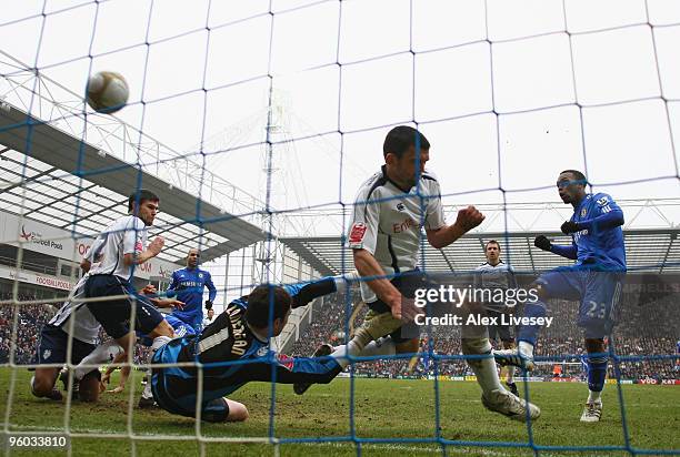 Daniel Sturridge of Chelsea scores his team's second goal past Andy Lonergan of Preston North End during the FA Cup sponsored by E.ON Fourth round...