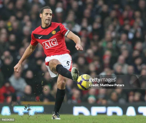 Rio Ferdinand of Manchester United in action during the FA Barclays Premier League match between Manchester United and Hull City at Old Trafford on...