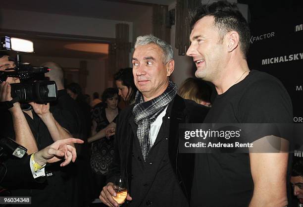 Producer Roland Emmerich and designer Michael Michalsky arrive at the Michalsky Style Night during the Mercedes-Benz Fashion Week Berlin...