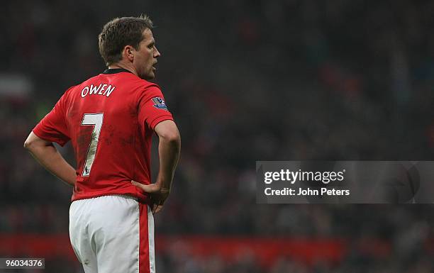 Michael Owen of Manchester United in action during the FA Barclays Premier League match between Manchester United and Hull City at Old Trafford on...