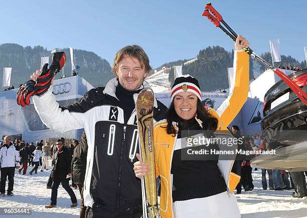 Actress Christine Neubauer and her husband Lambert Dinzinger attend the Kitzbuehel Charity Race on January 23, 2010 in Kitzbuehel, Austria.