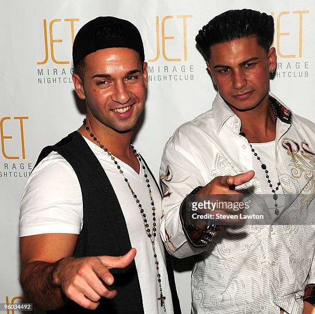 Television personalities Paul "Pauly D" DelVecchio and "The Situation" from the television show "Jersey Shore" arrive to host a night at Jet...