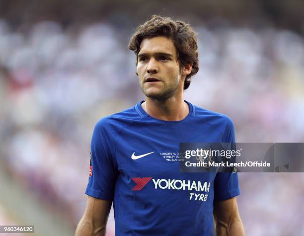 Marcos Alonso of Chelsea during the Emirates FA Cup Final between Chelsea and Manchester United at Wembley Stadium on May 19, 2018 in London, England.