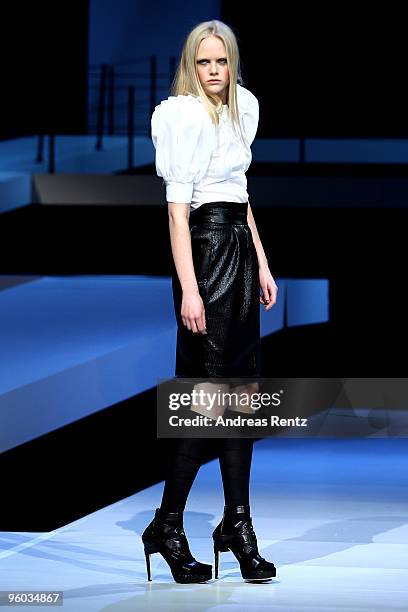 Model walks the runway at the Michalsky Style Night during the Mercedes-Benz Fashion Week Berlin Autumn/Winter 2010 at the Friedrichstadtpalast on...