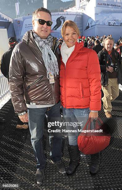 Franziska van Almsick and husband Juergen B. Harder durind the Kitzbuehel Charity Race on January 23, 2010 in Kitzbuehel, Austria.