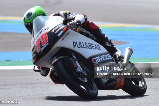 Angel Nieto Team Moto3 Spanish rider and winner of the race Albert Arenas competes during the Moto3 race of the French Motorcycle Grand Prix, on May...