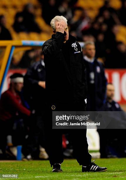 Wolverhamton Wanderers manager Mick McCarthy looks on during the FA Cup sponsored by E.ON 4th Round match between Wolverhampton Wanderers and Crystal...