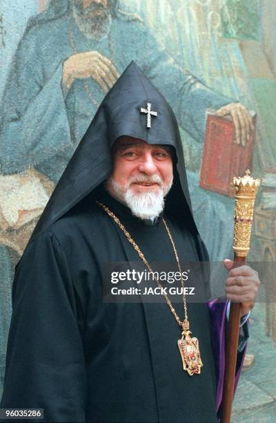 Picture dated 24 January 1997 in Paris of Catholicos Karekin I. The head of the Armenian church died from throat cancer 29 June 1999 at the age of...