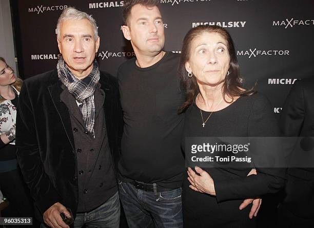 Director Roland Emmerich, designer Michael Michalsky and his mother Rosi arrive at the Michalsky Style Night during the Mercedes-Benz Fashion Week...