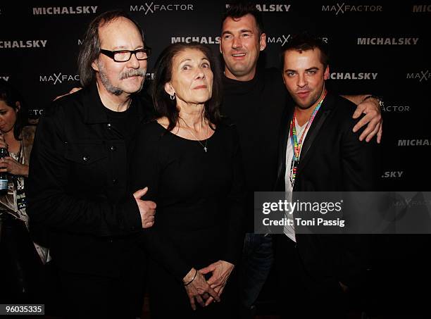 Siegfried Michalsky and wife Rosi, son designer Michael Michalsky and his friend Jan Fischer arrive at the Michalsky Style Night during the...