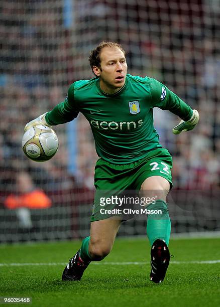 Brad Guzan of Aston Villa in action during the FA Cup sponsored by E.ON 4th Round match between Aston Villa and Brighton & Hove Albion at Villa Park...