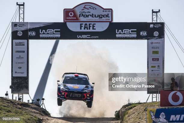 Daniel Sordo of Spain and Carlos Del Barrio of Spain compete in their Hyundai Shell Mobis WRT Hyundai i20 Coupe WRC during the SS17 Fafe of the WRC...