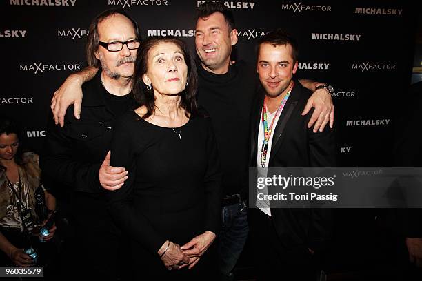 Siegfried Michalsky and wife Rosi, son designer Michael Michalsky and his friend Jan Fischer arrive at the Michalsky Style Night during the...