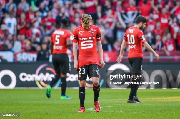 Adrien Hunou of Rennes during the Ligue 1 match between Stade Rennes and Montpellier Herault SC at Roazhon Park on May 19, 2018 in Rennes.