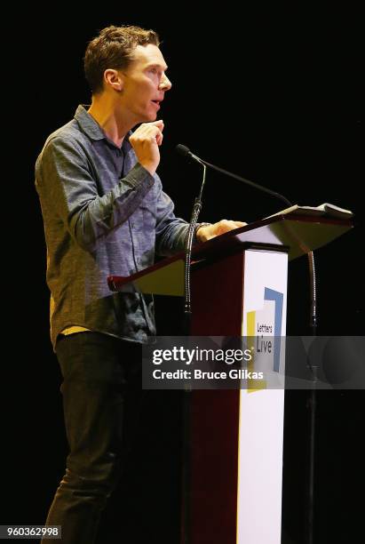 Benedict Cumberbatch performs in the New York debut of the hit show "Letters Live" at Town Hall on May 19, 2018 in New York City.