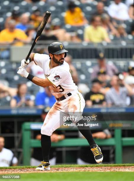 Sean Rodriguez of the Pittsburgh Pirates bats during inter-league play against the Chicago White Sox at PNC Park on May 16, 2018 in Pittsburgh,...