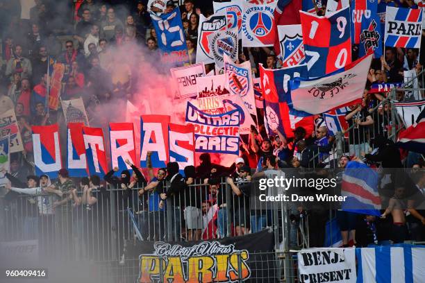 Fans during the Ligue 1 match between SM Caen and Paris Saint Germain at Stade Michel D'Ornano on May 19, 2018 in Caen, .