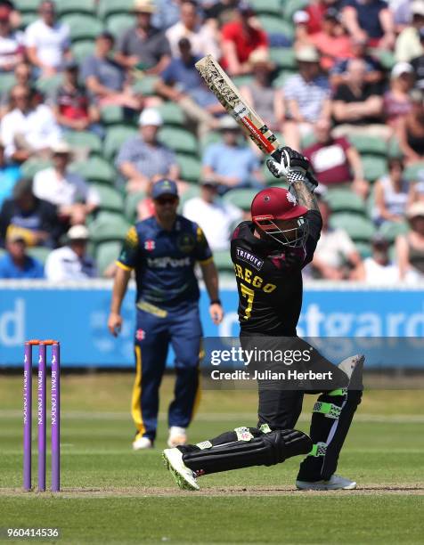 Peter Trego of Somerset scores runs during the Royal London One-Day Cup match at The Cooper Associates County Ground between Somerset and Glamorgan...