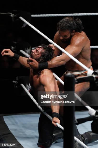 Seth Rollins in action vs Jinder Mahal during WWE Live AccorHotels Arena Popb Paris Bercy on May 19, 2018 in Paris, France.