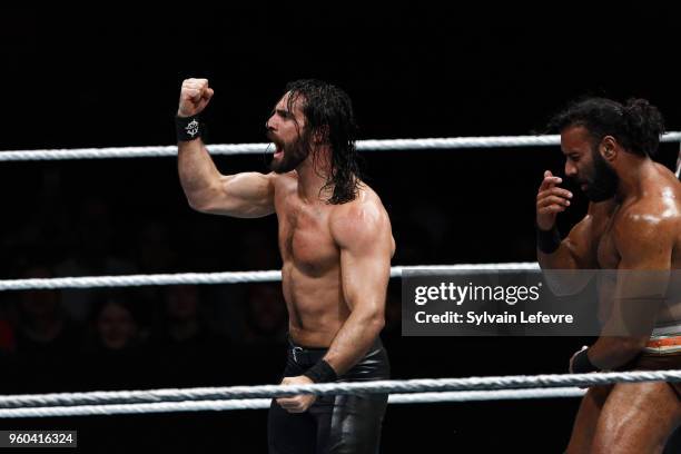 Seth Rollins in action vs Jinder Mahal during WWE Live AccorHotels Arena Popb Paris Bercy on May 19, 2018 in Paris, France.