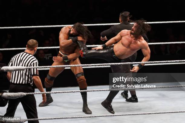 Seth Rollins in action vs Jinder Mahal during WWE Live AccorHotels Arena Popb Paris Bercy on May 19, 2018 in Paris, France.