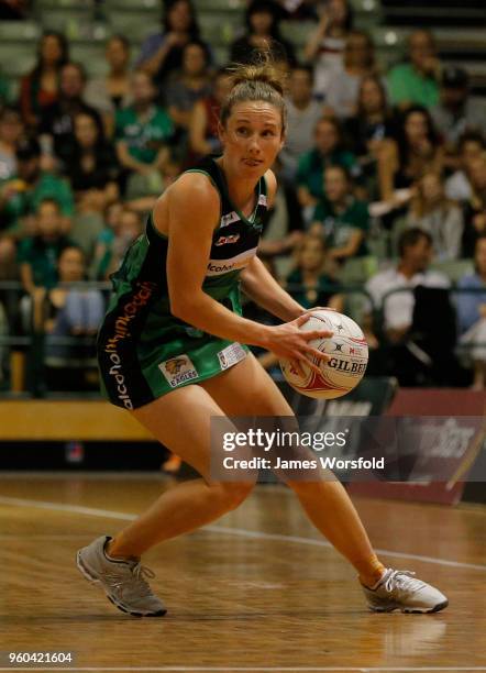 Ingrid Colyer of the West Coast Fever looking for options to release the ball during the Super Netball match between the Fever and the Swifts at HBF...