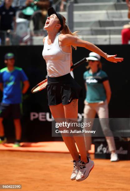 Elina Svitolina of Ukraine celebrates victory after the Women's Singles final match between Simona Halep and Elina Svitolina on Day Eight of the The...