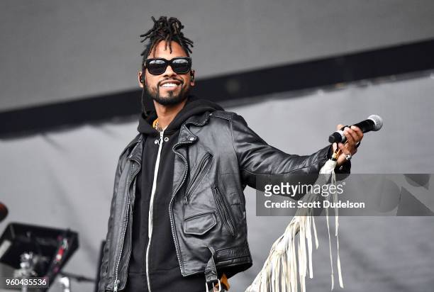 Singer Miguel performs onstage during the Power 106 Powerhouse festival at Glen Helen Amphitheatre on May 12, 2018 in San Bernardino, California.