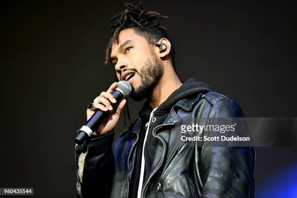 Singer Miguel performs onstage during the Power 106 Powerhouse festival at Glen Helen Amphitheatre on May 12, 2018 in San Bernardino, California.