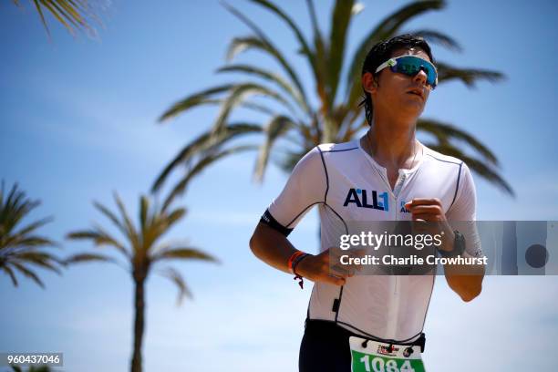 Participants compete in the run leg of the race during IRONMAN 70.3 Barcelona on May 20, 2018 in Barcelona, Spain.