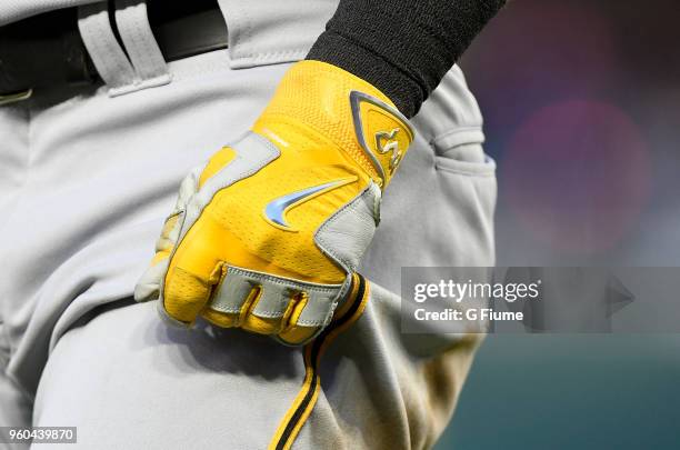 Sean Rodriguez of the Pittsburgh Pirates wears Nike batting gloves during the game against the Washington Nationals at Nationals Park on April 30,...