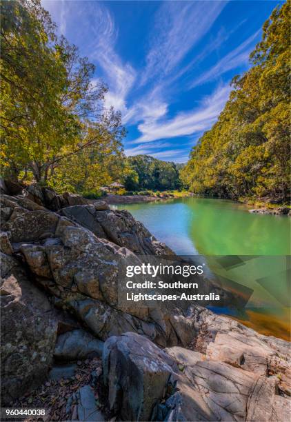 currumbin valley creek rock-pools, gold coast, queensland, australia. - temperate climate stock pictures, royalty-free photos & images