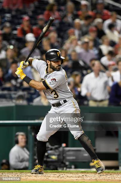 Sean Rodriguez of the Pittsburgh Pirates bats against the Washington Nationals at Nationals Park on April 30, 2018 in Washington, DC.