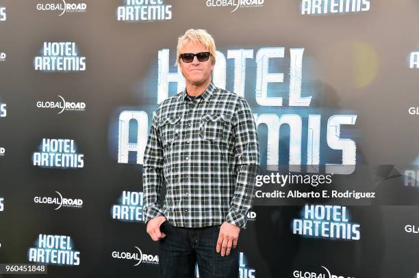 Actor Jake Busey attends the premiere of Global Road Entertainment's "Hotel Artemis" at Regency Village Theatre on May 19, 2018 in Westwood,...